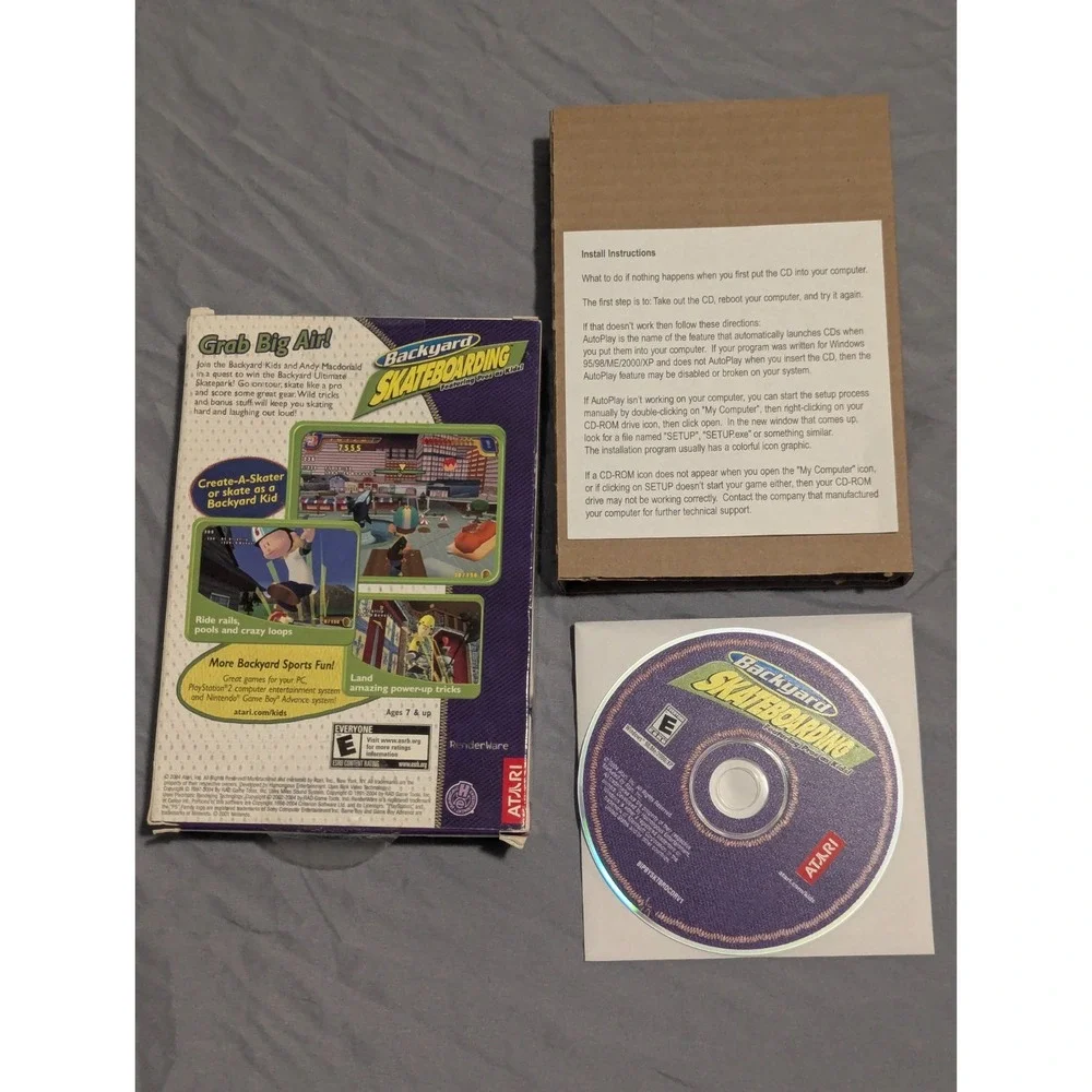Backyard Skateboarding Video Game PC Atari w/ Andy Macdonald 2004 Tested/Working